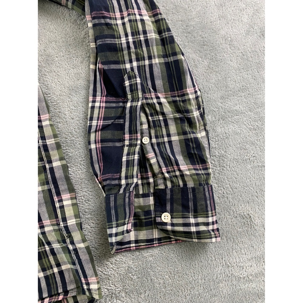J.Crew Mens XL Slim Fit Indian Madras Plaid Button Down Shirt Navy Green Pink - Picture 3 of 12